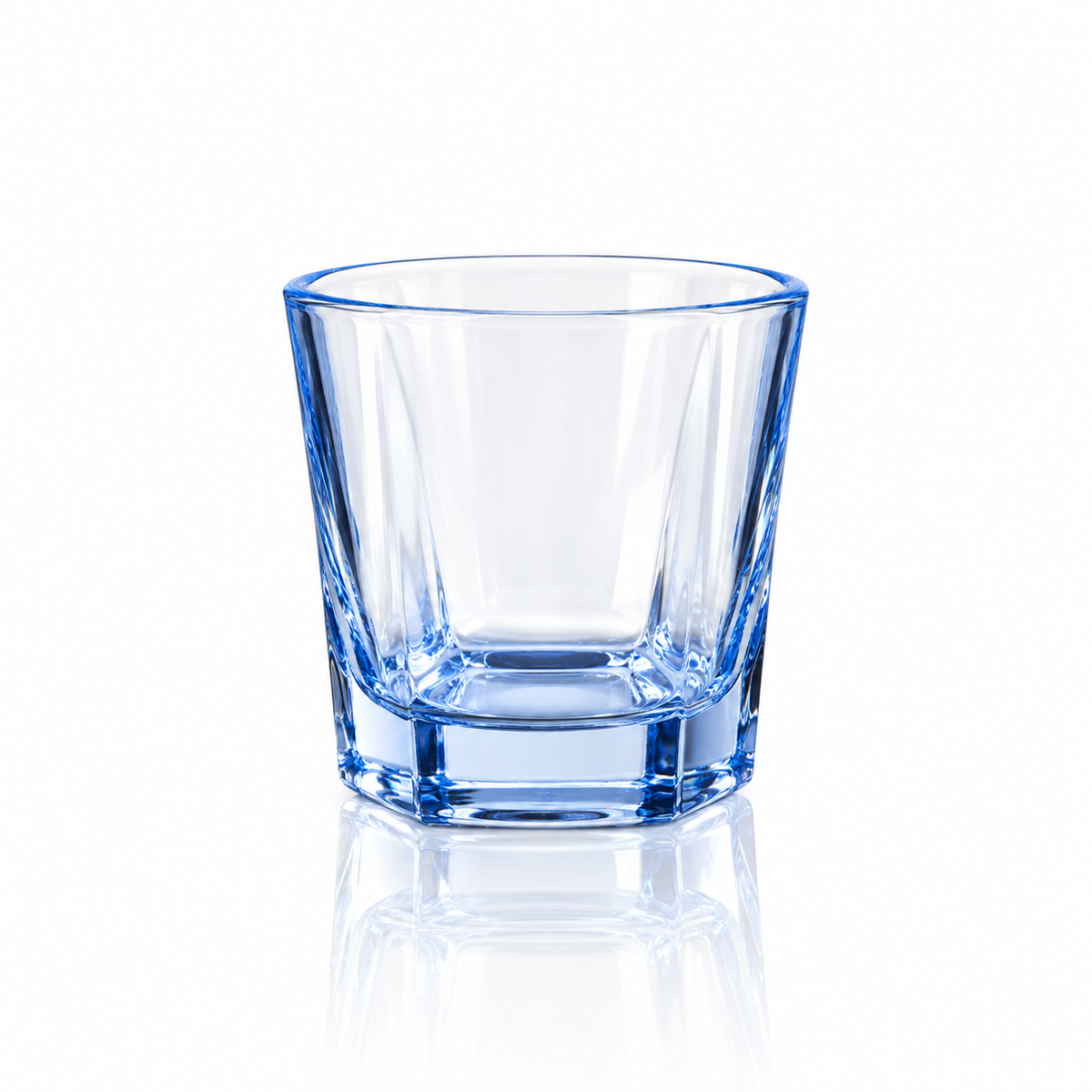 T-102 blue base old fashioned glass 150 ml on white