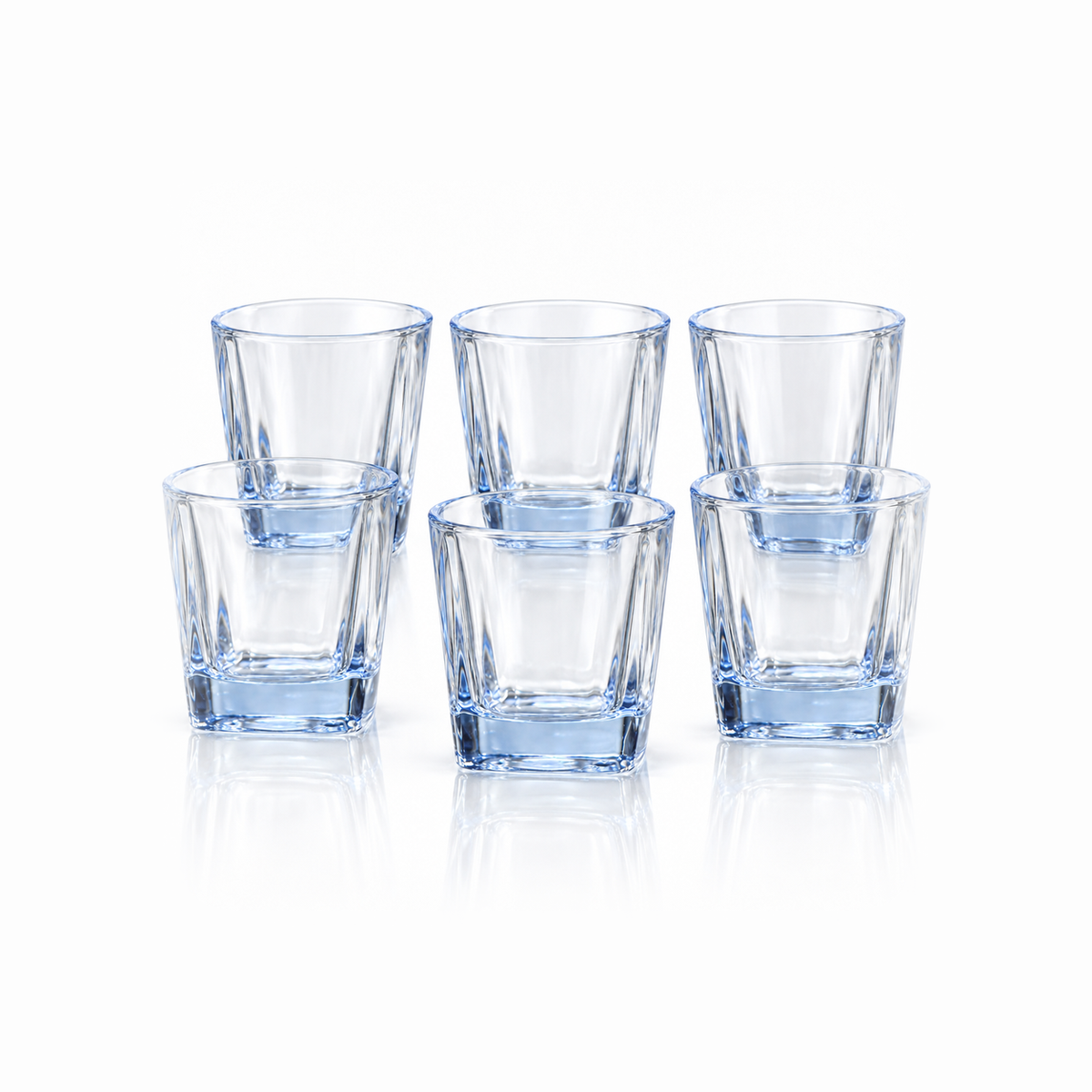 T-102 set of 6 blue base tumblers on white