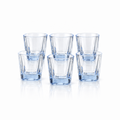 T-102 set of 6 blue base tumblers on white