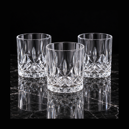 Lowball glasses on black marble