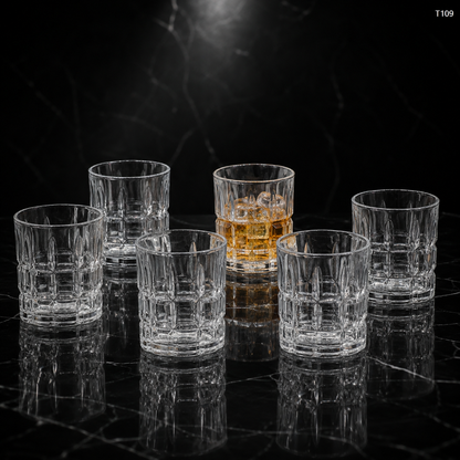 T109 old fashioned lowball glass dark view