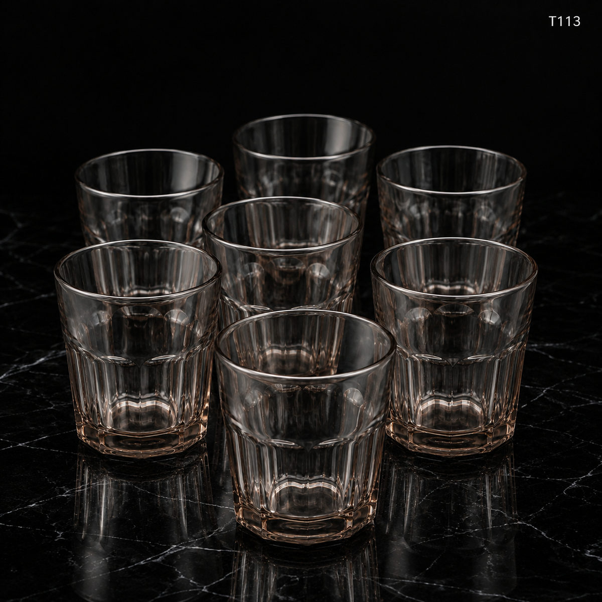 T113 old fashioned lowball glass dark view