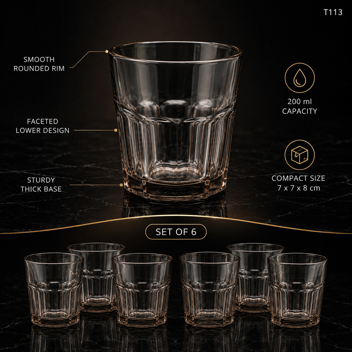 T113 old fashioned lowball glass lifestyle set of 6