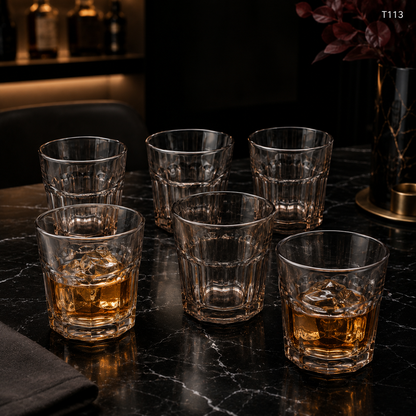 T113 old fashioned lowball glass white background