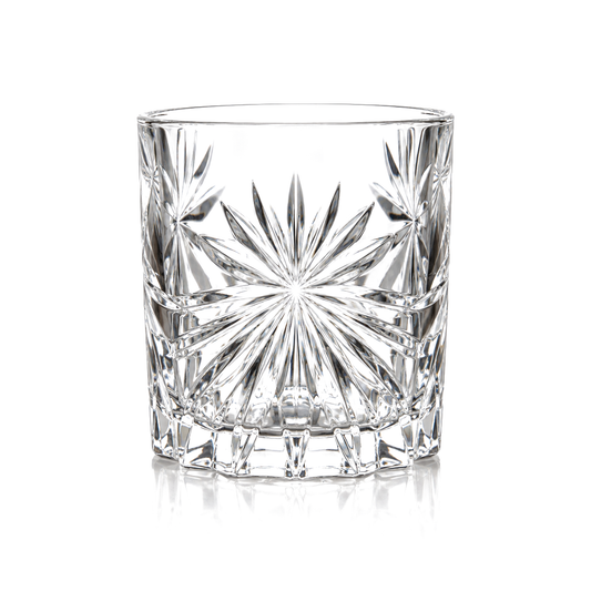T-121 starburst cut old fashioned glass 218 ml on white