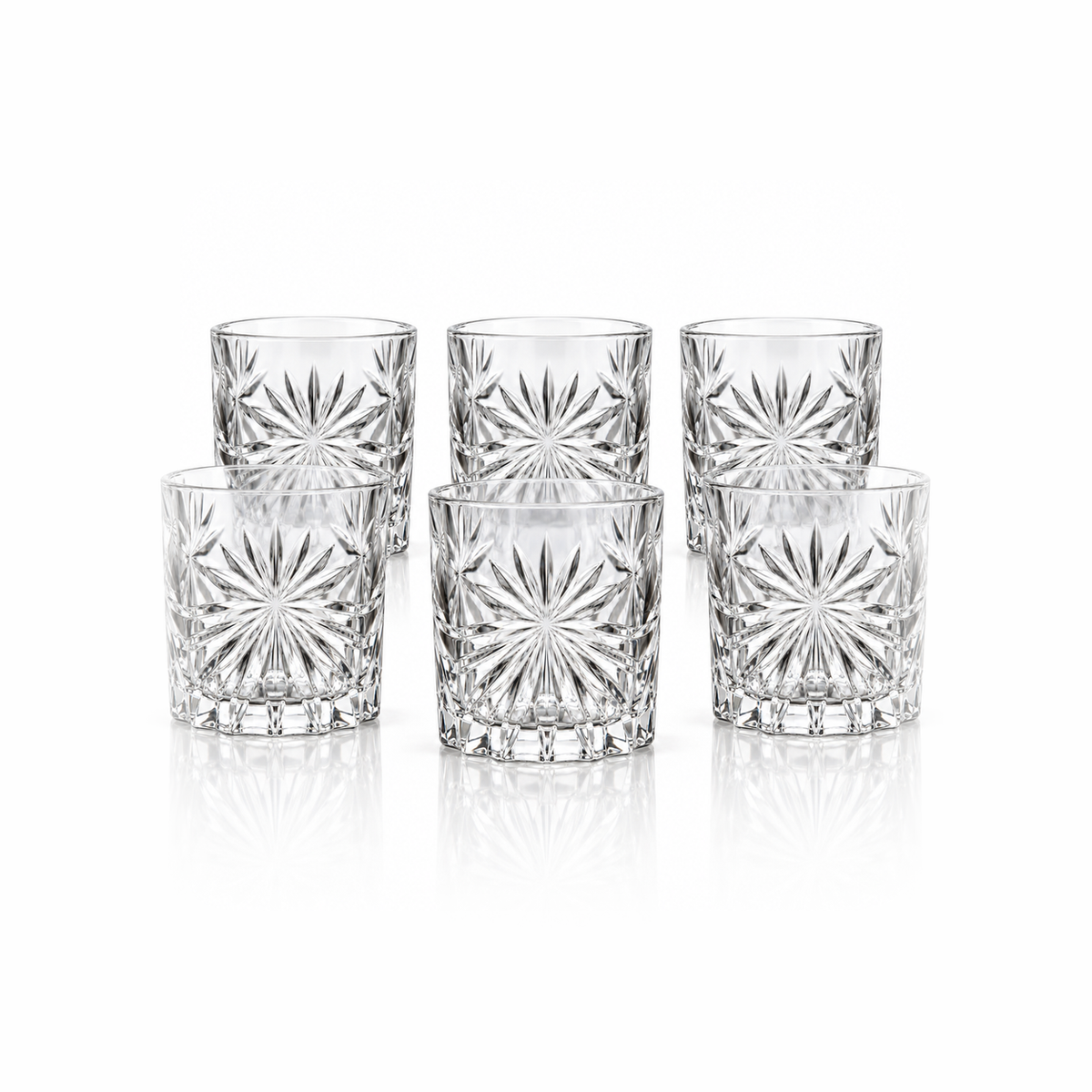 T-121 set of 6 starburst tumblers on white