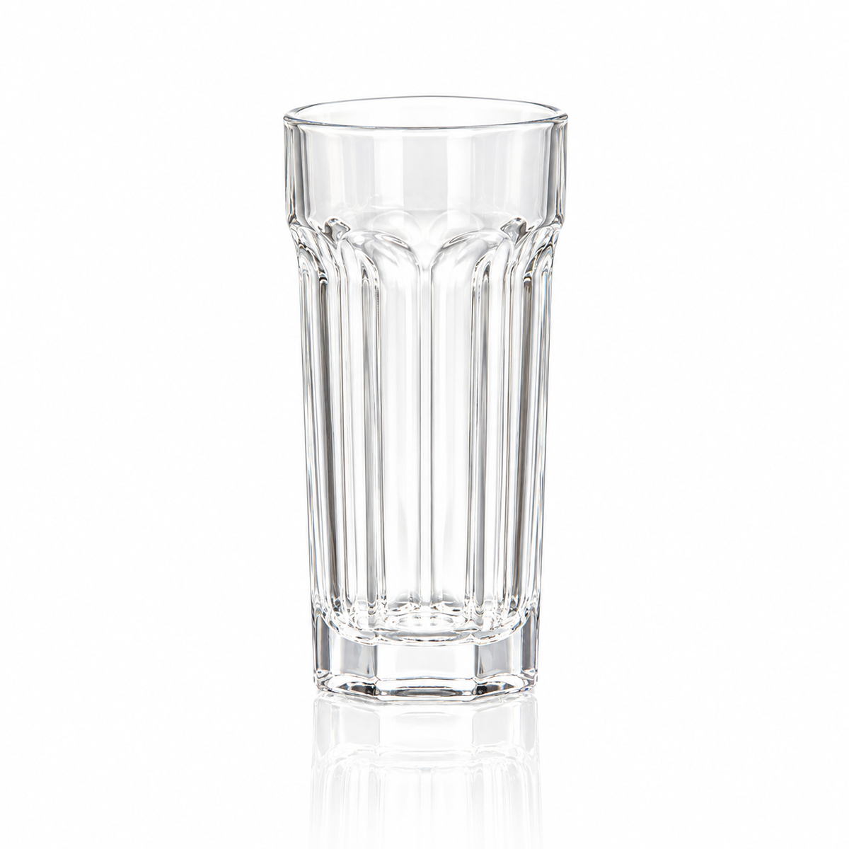 Paneled crystal highball glass