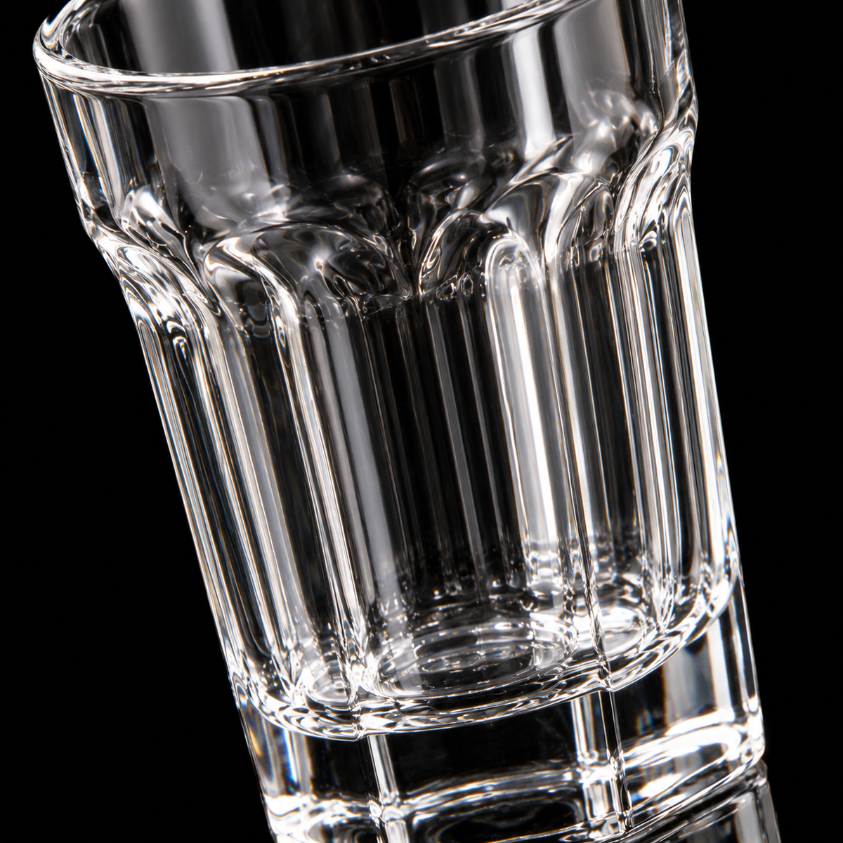 Paneled crystal highball glass detail