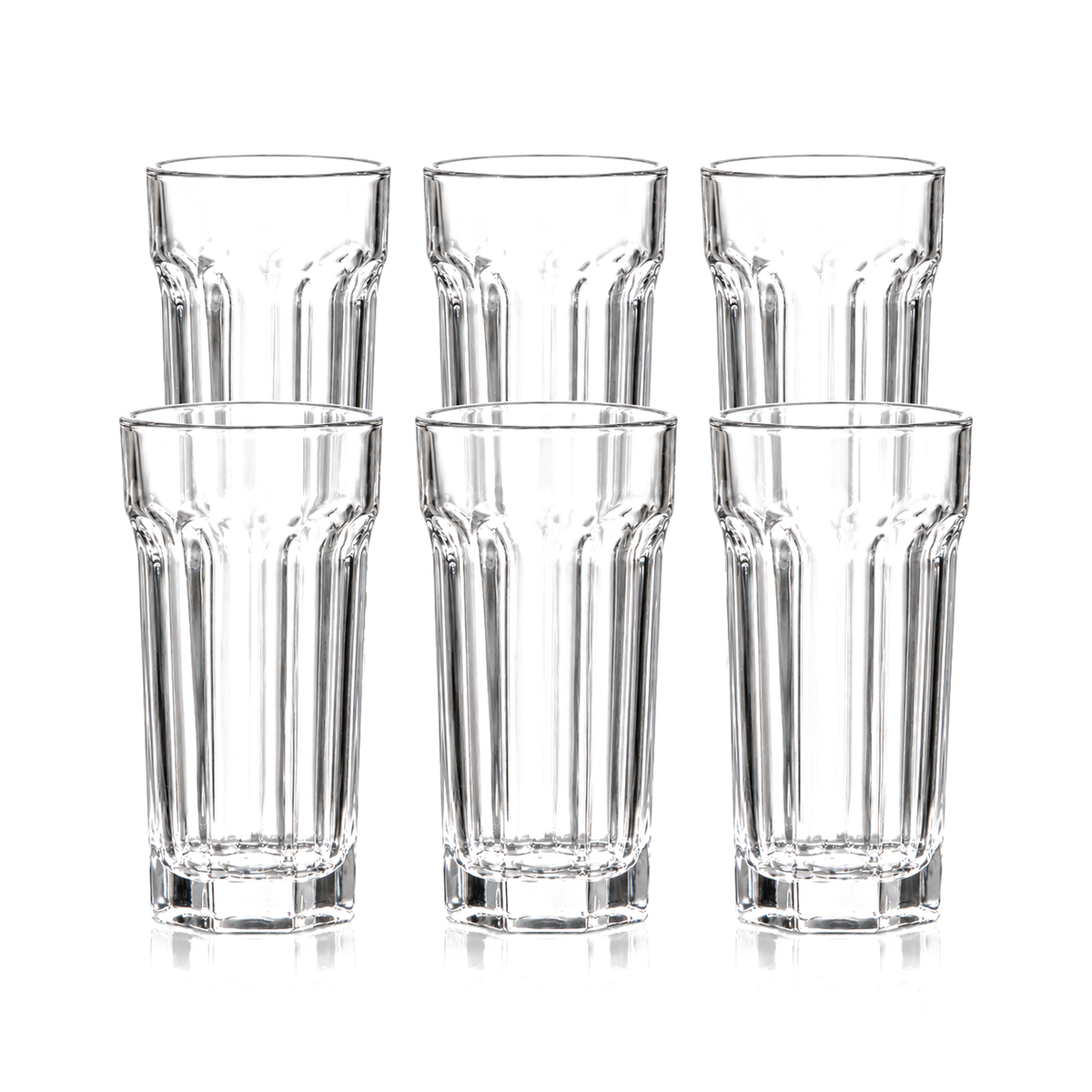 Paneled crystal highball glass set