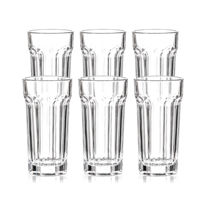 Paneled crystal highball glass set
