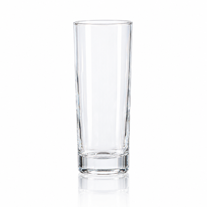 Clear tall highball glass