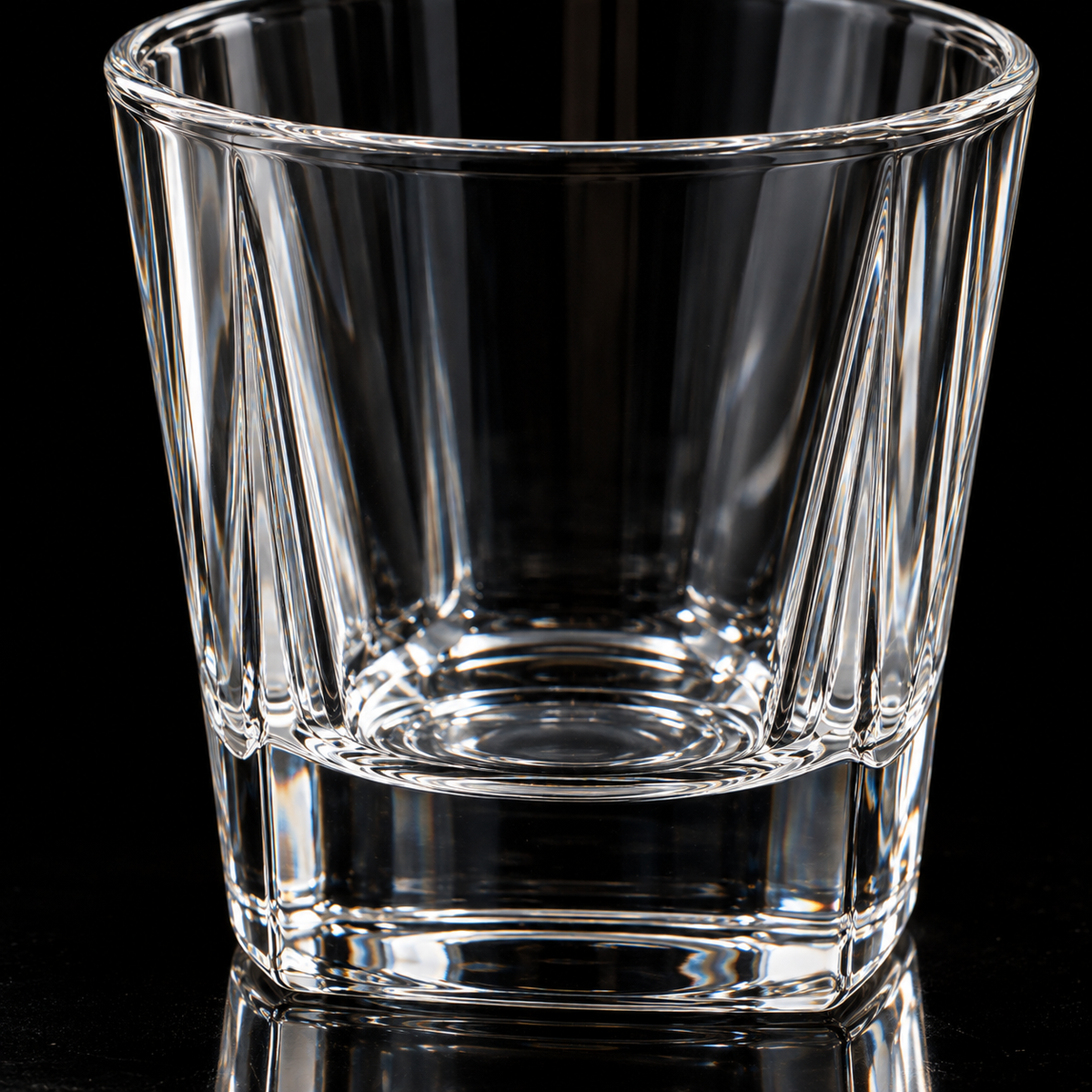 Faceted crystal lowball glass detail