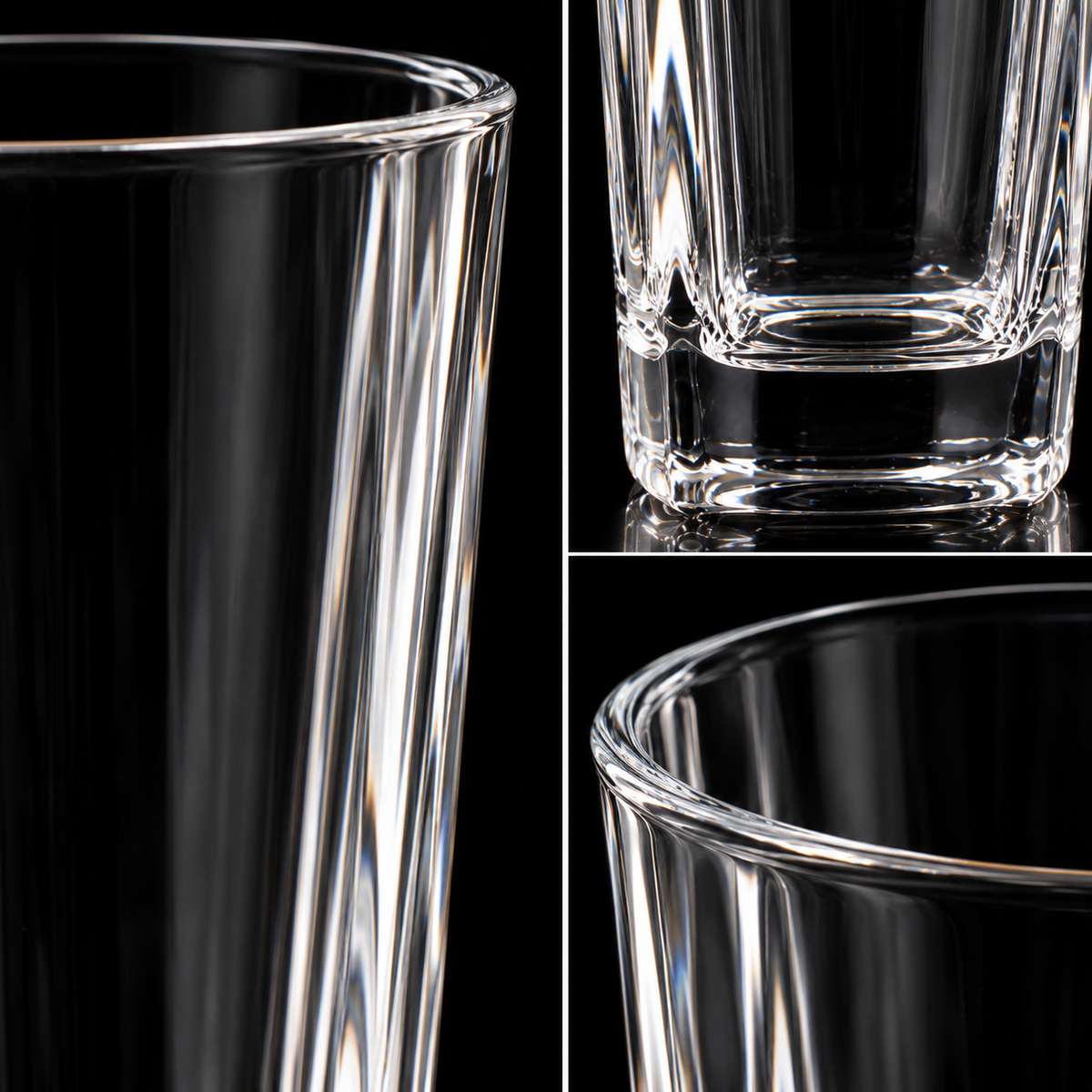 Faceted crystal highball glass detail