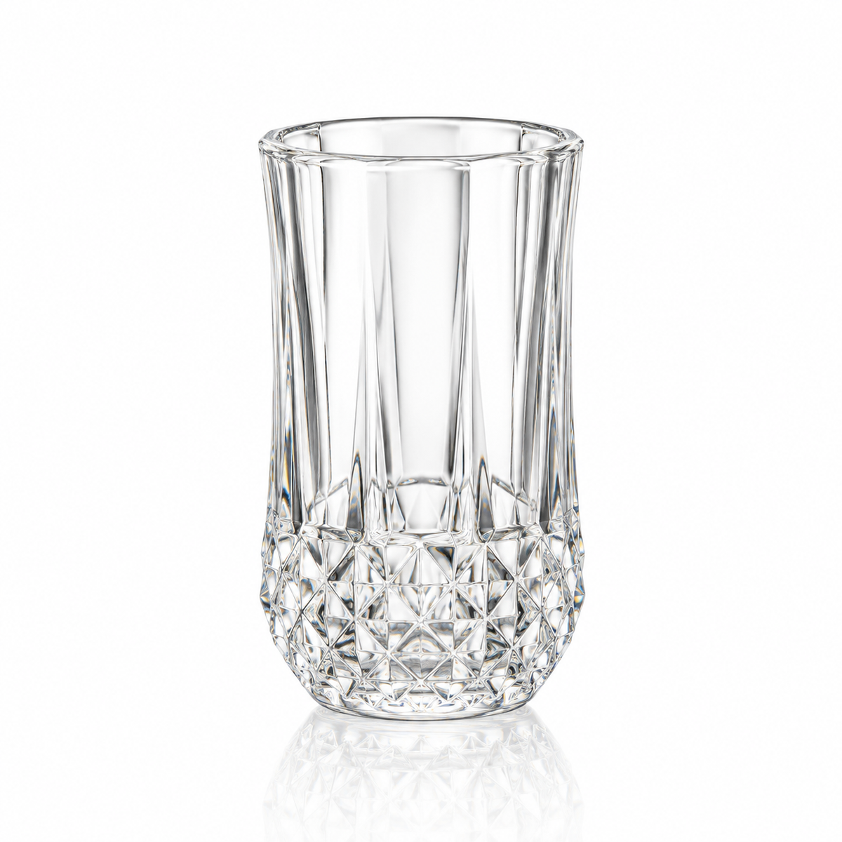 T-140 diamond-cut highball glass on white