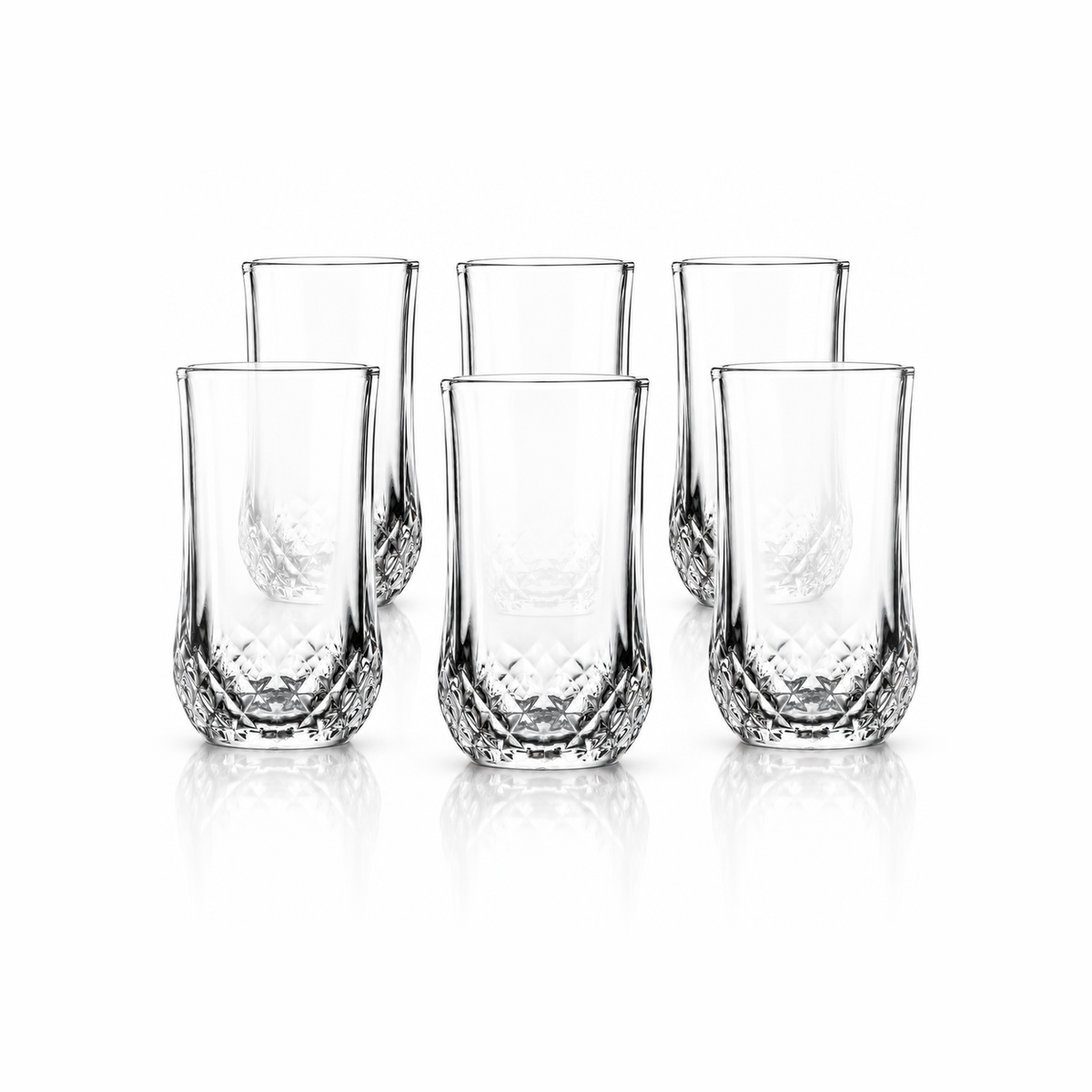 T-140 diamond-cut highball glass set of 6