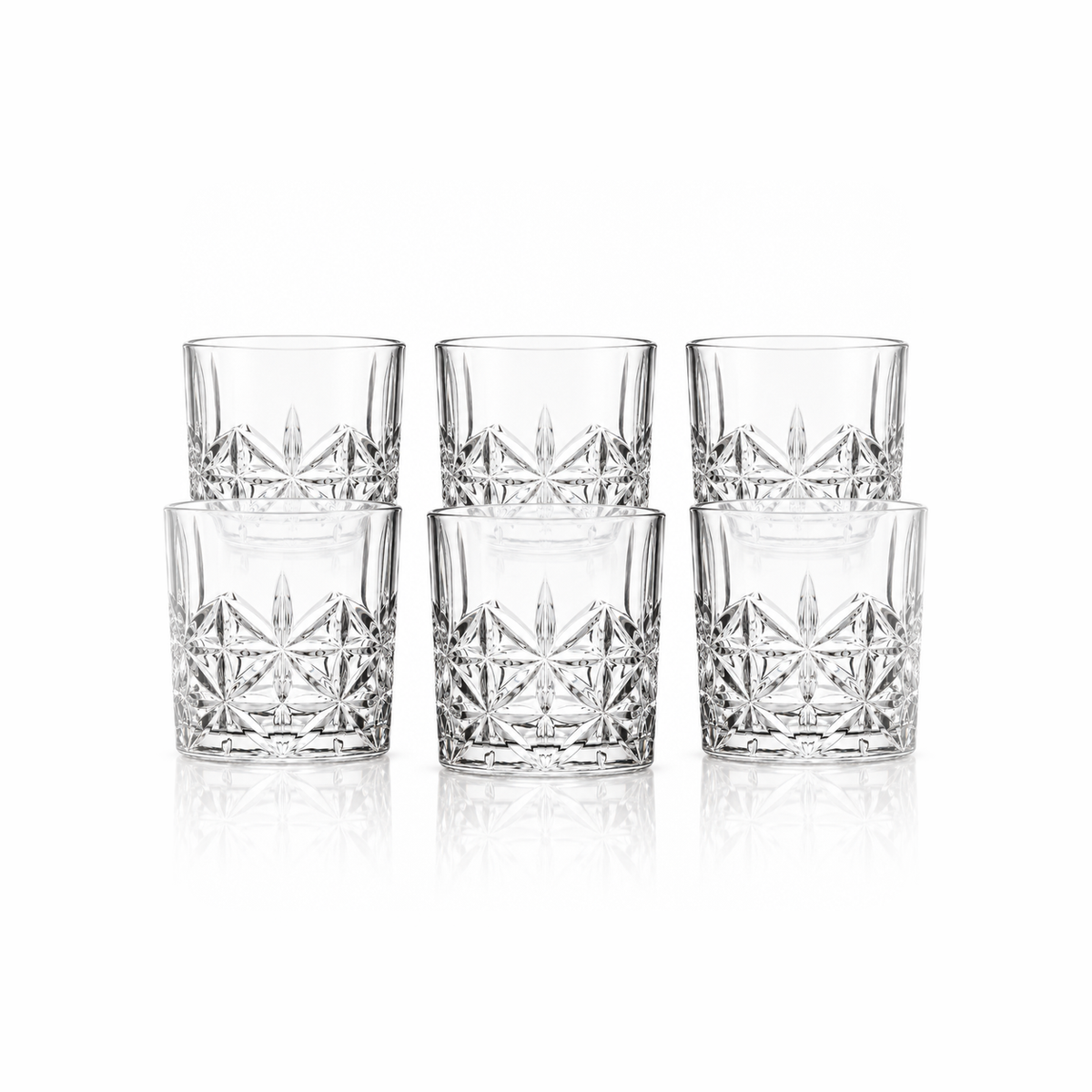 T-152 set of 6 star-cut tumblers on white