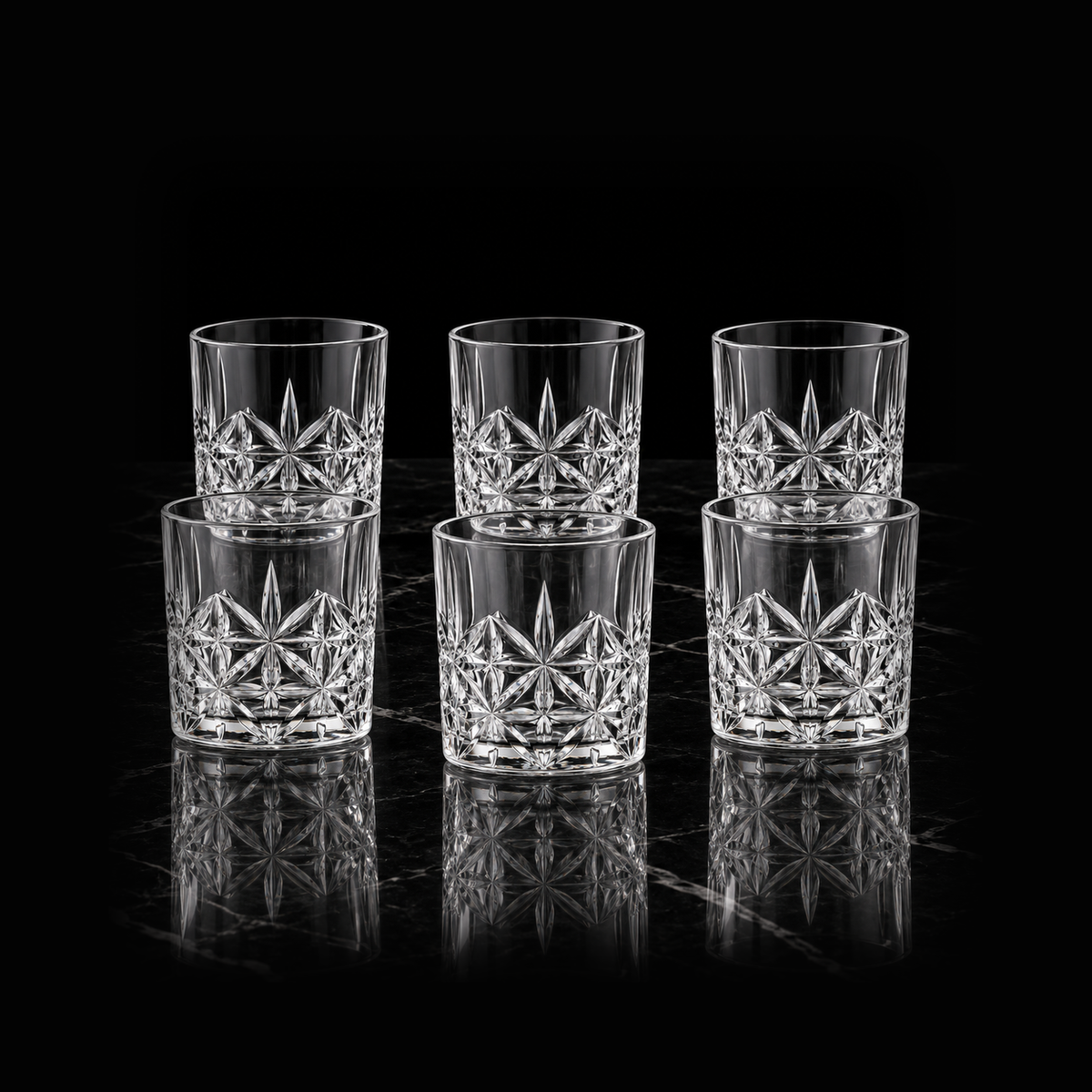 T-152 set of 6 tumblers on black marble
