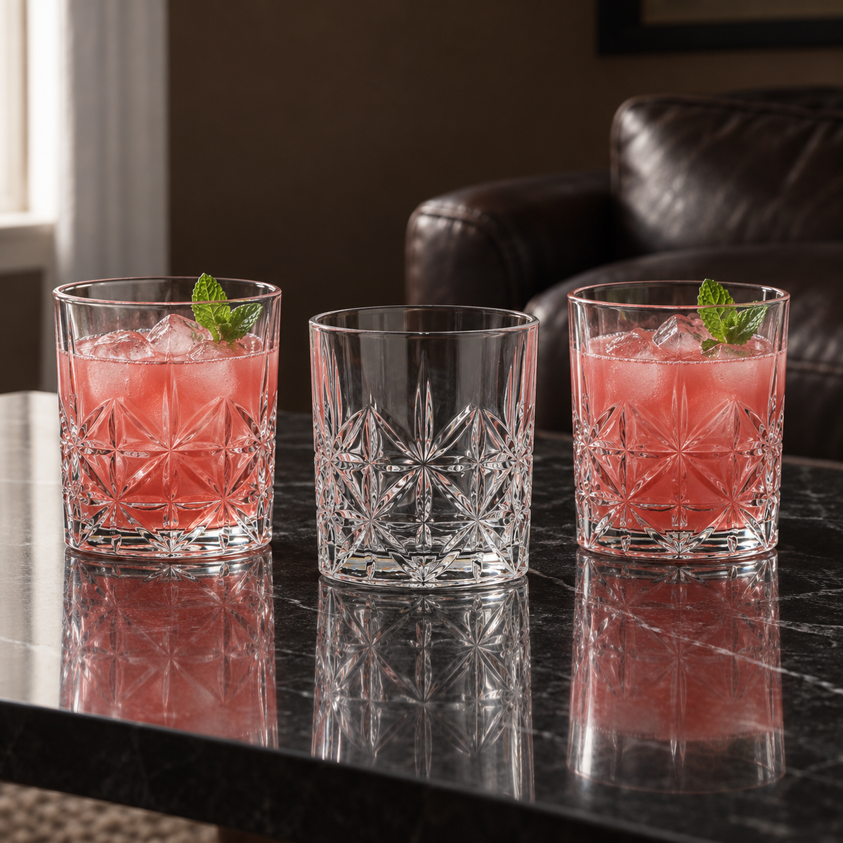 T-152 tumblers with watermelon juice in a living room