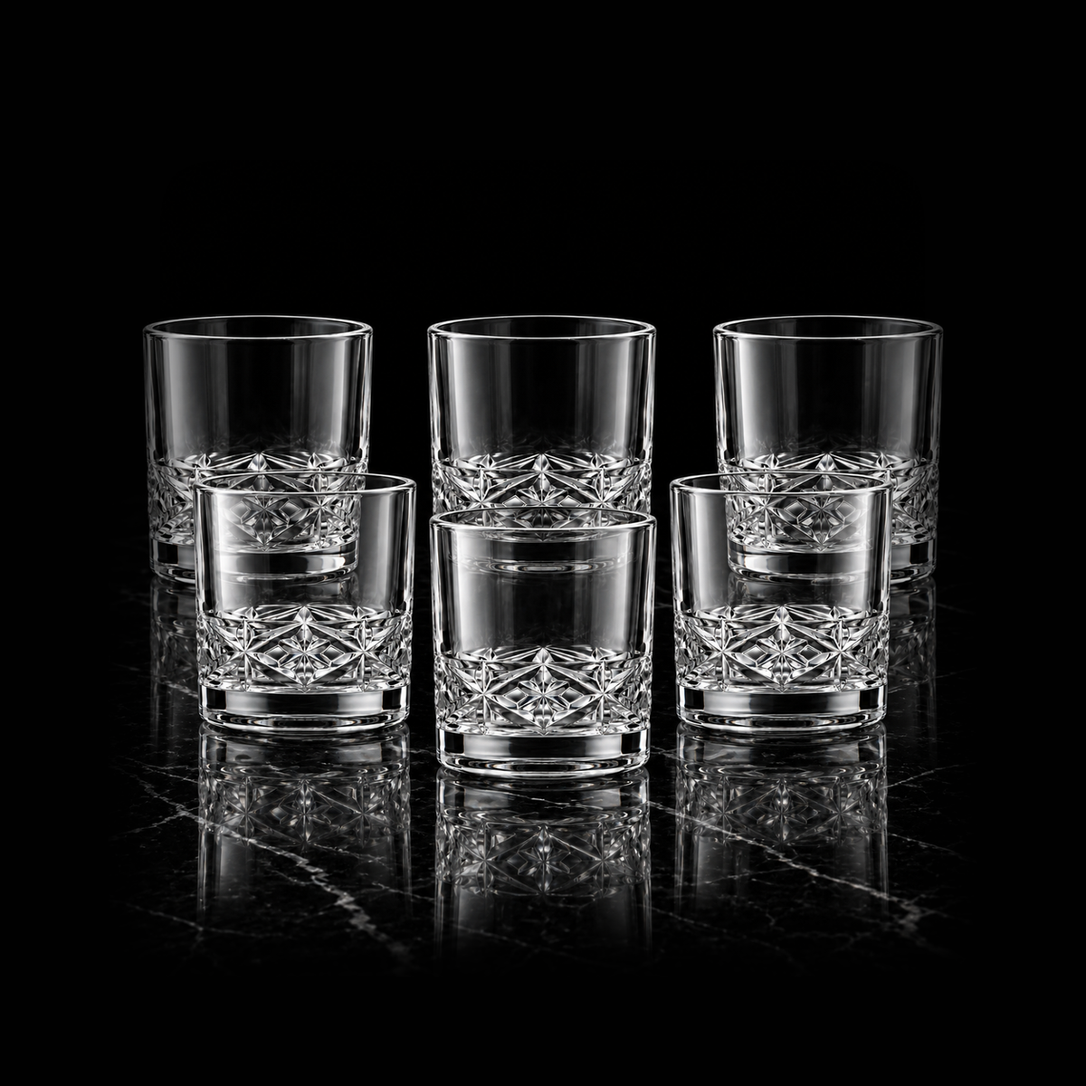 T-214 set of 6 tumblers on black marble