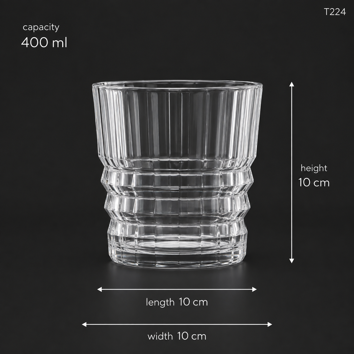 T224 dimensions 400 ml 10 x 10 x 10 cm