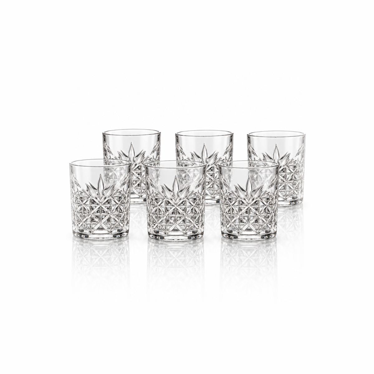 T-226 set of 6 crystal lowball glasses on white