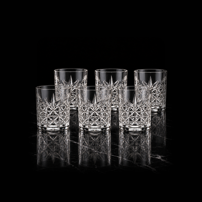 T-226 set of 6 crystal glasses on black marble