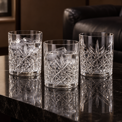 T-226 crystal glasses with iced water in a living room setting