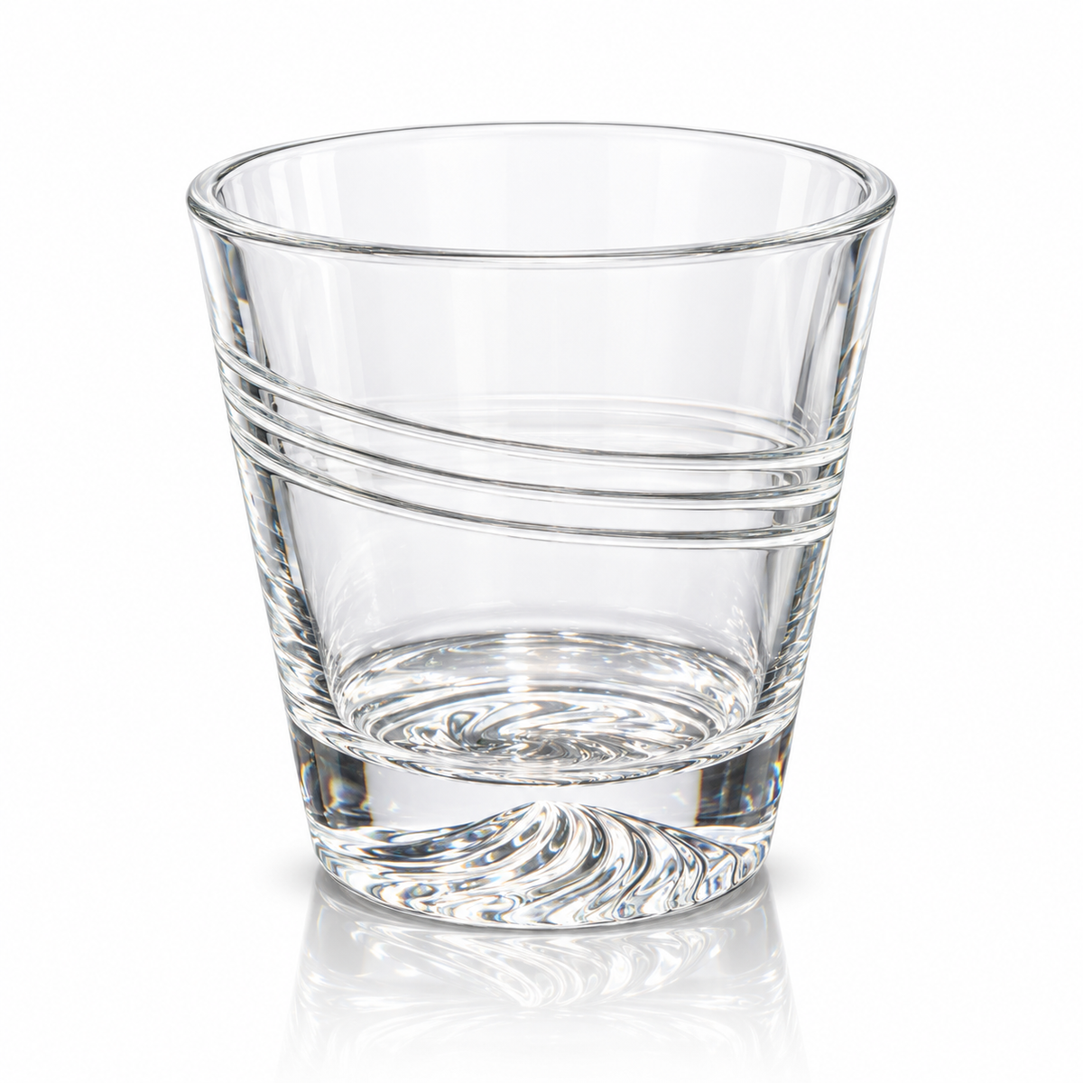 Crystal lowball glass with ring lines