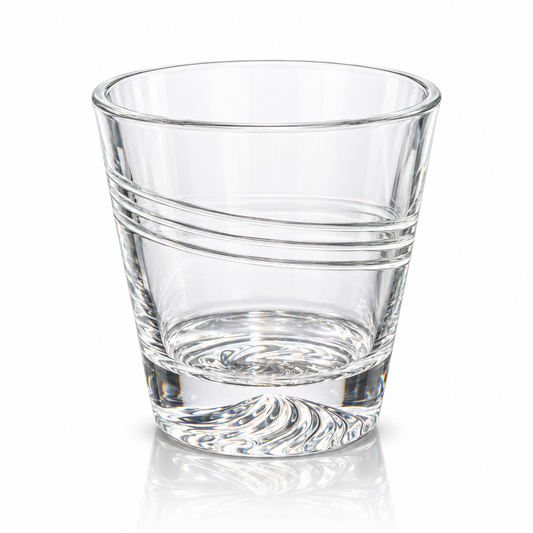 Crystal lowball glass with ring lines