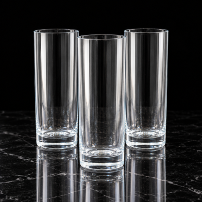 Highball glasses on black marble