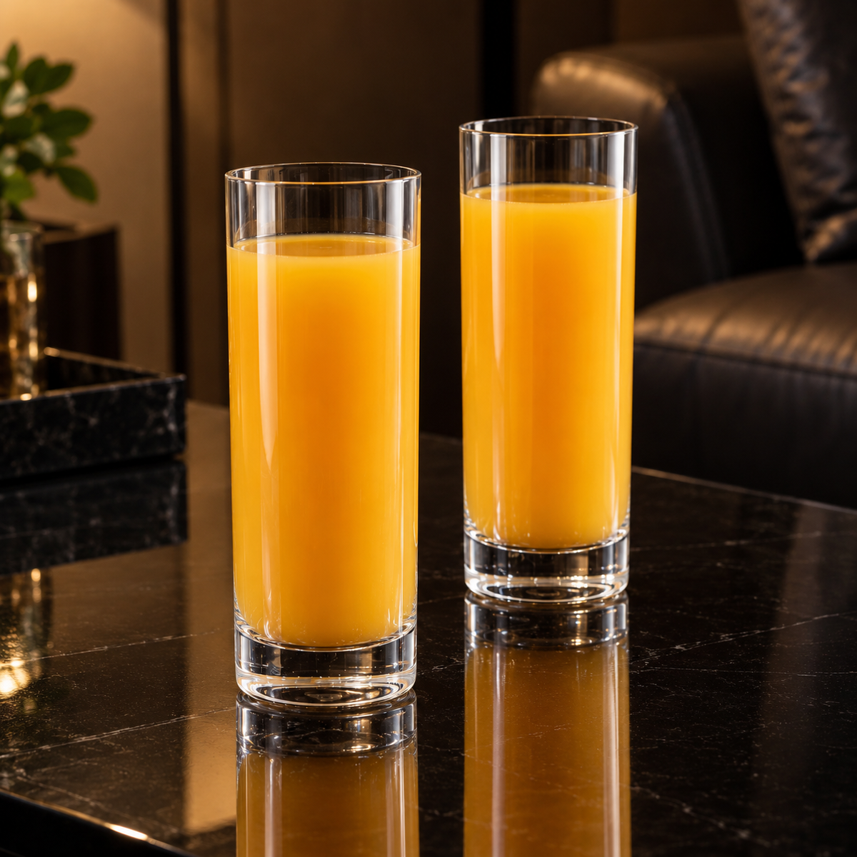Highball glasses with orange juice