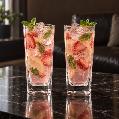 T-303 highball glasses with strawberry lemonade
