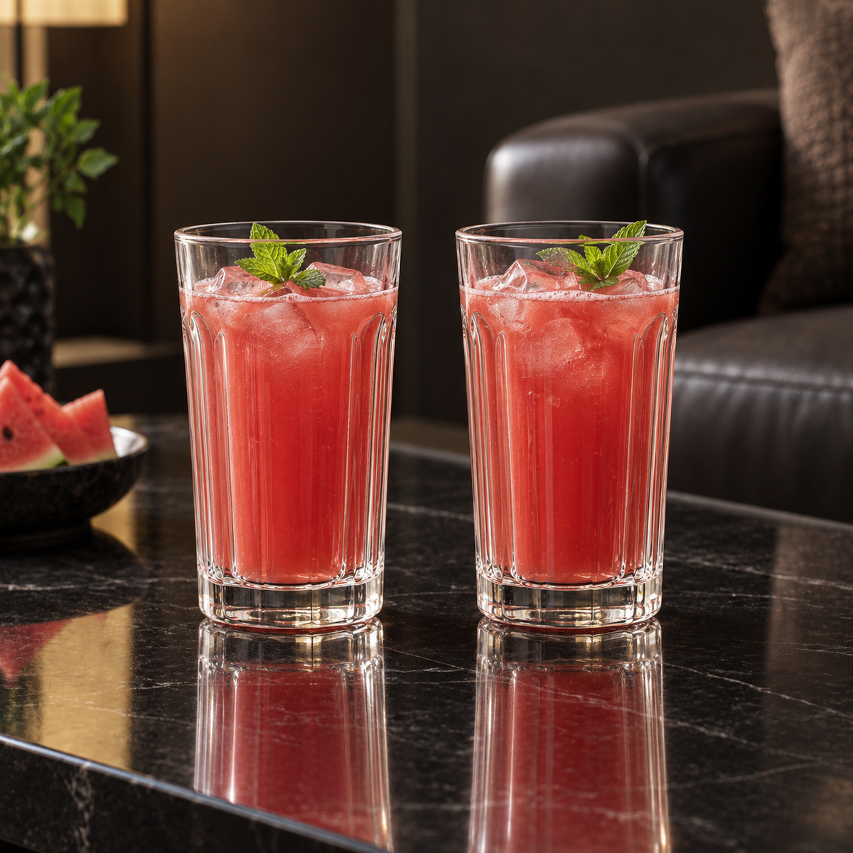 T-304 highball glasses with watermelon juice