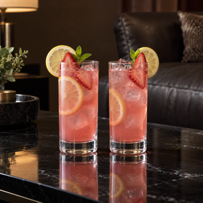 T-305 highball glasses with strawberry lemonade