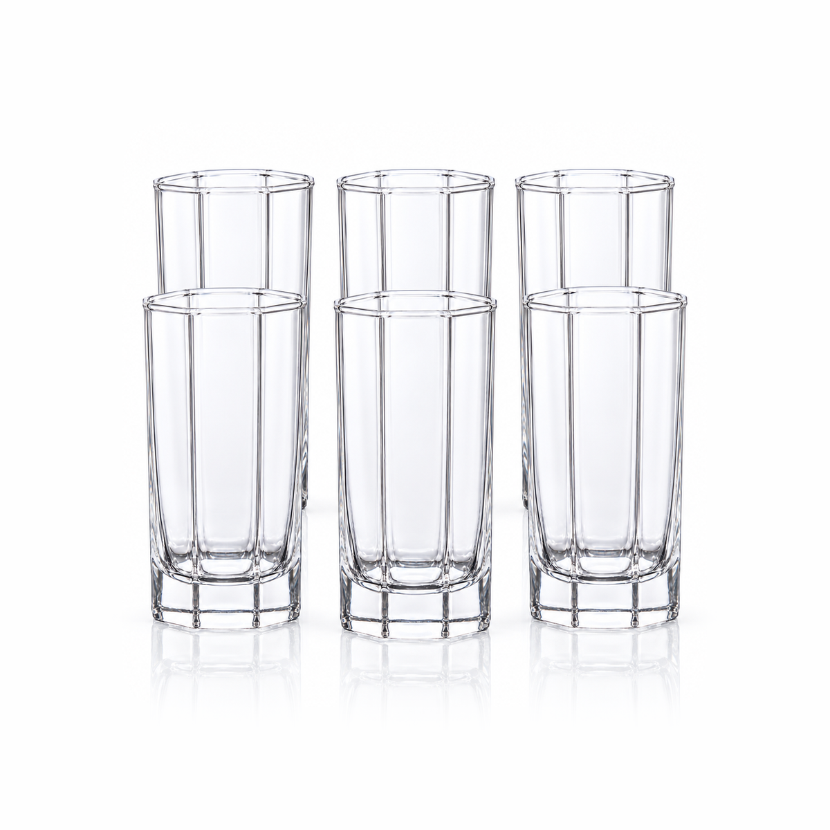 T-306 octagonal highball glass set of 6
