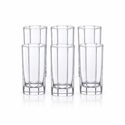 T-306 octagonal highball glass set of 6