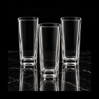Highball glasses on black marble
