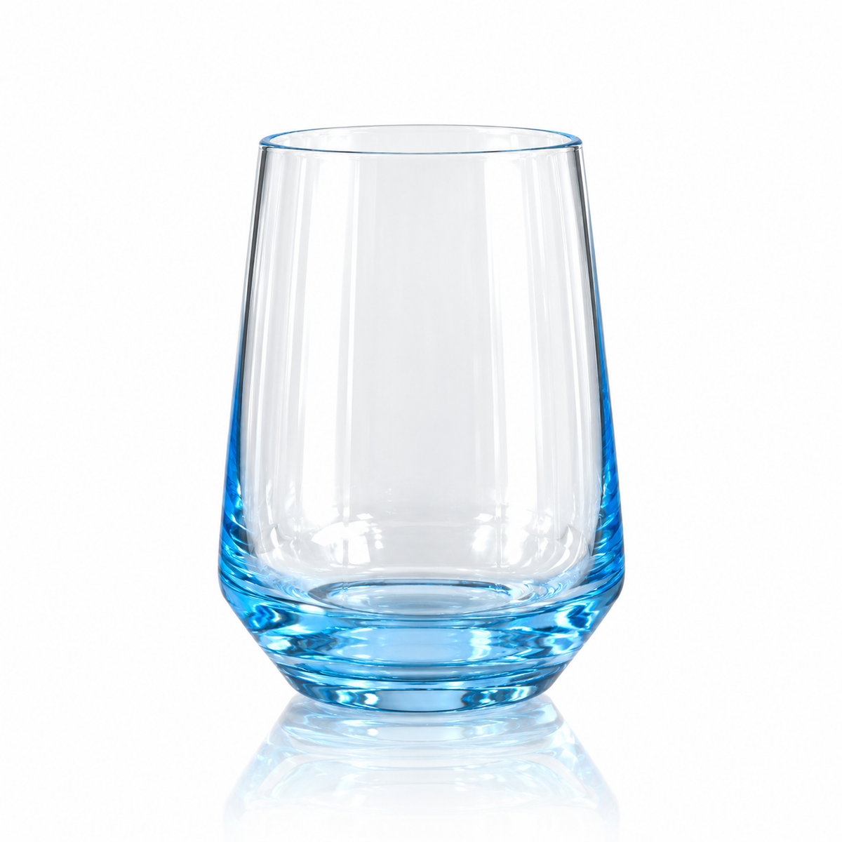 T-312 blue tinted stemless glass tumbler 390 ml on white