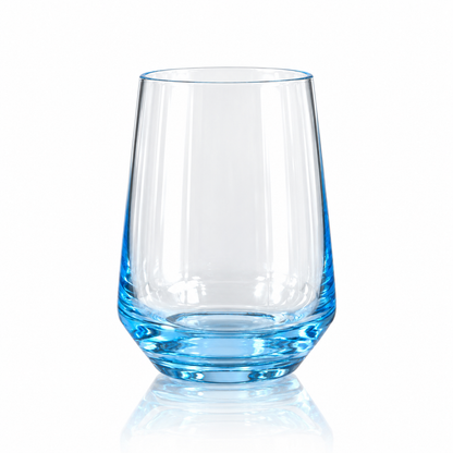 T-312 blue tinted stemless glass tumbler 390 ml on white