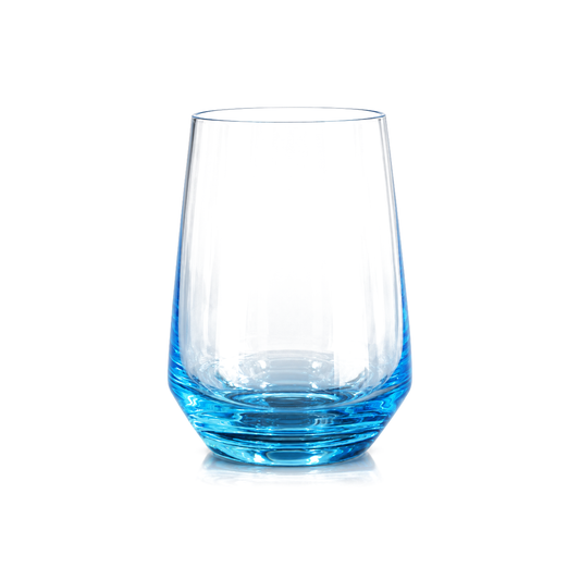 T-312 blue tinted stemless glass tumbler 390 ml on white