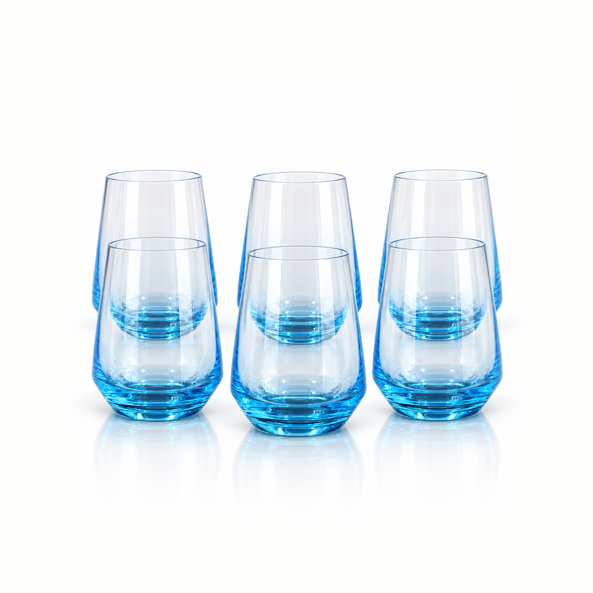 T-312 set of 6 blue glasses on white