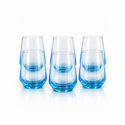 T-312 set of 6 blue glasses on white