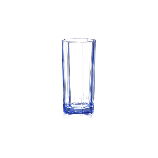 T-401 Blue Octagonal Highball Glass on white