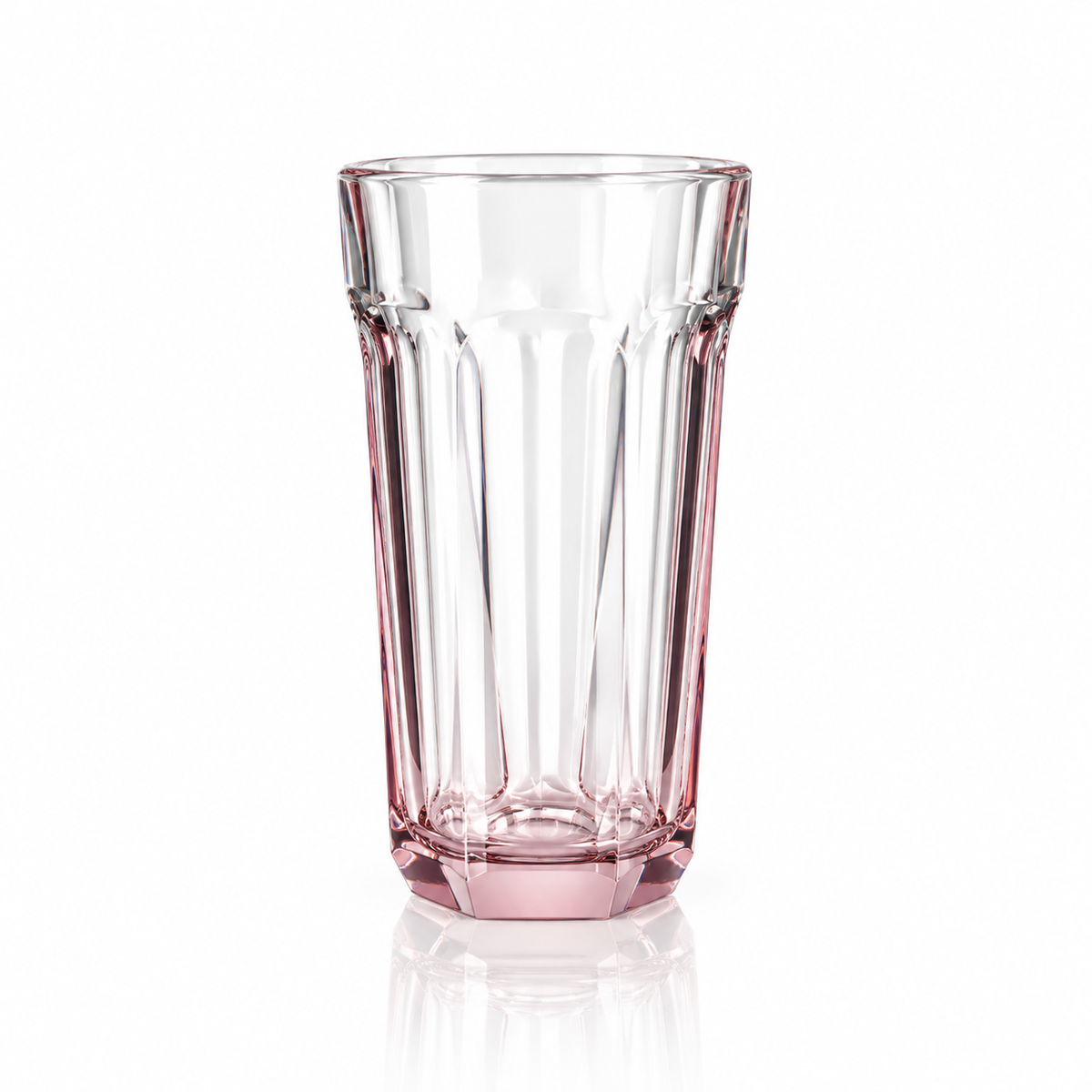 T-402 Pink Faceted Highball Glass on white