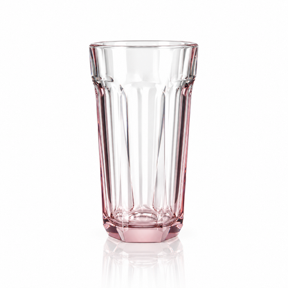 T-402 Pink Faceted Highball Glass on white