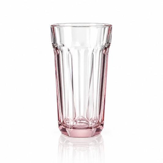T-402 Pink Faceted Highball Glass on white