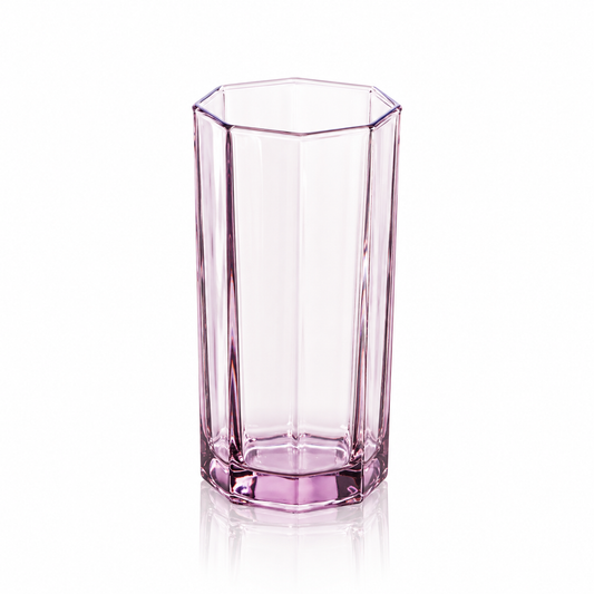 T-404 lavender octagonal highball glass on white