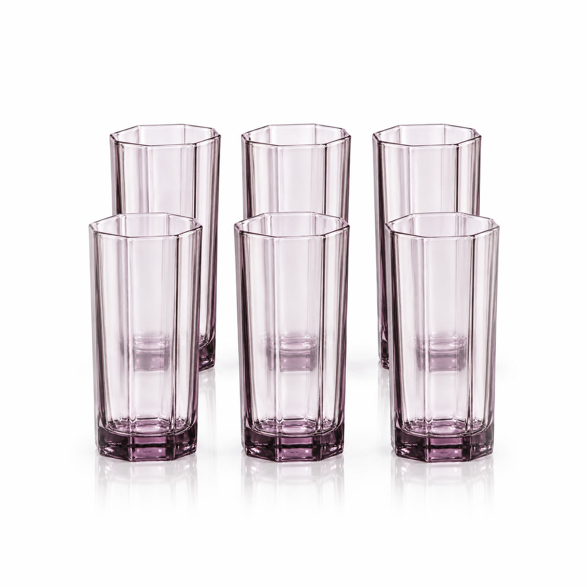 T-404 lavender octagonal highball glass set of 6