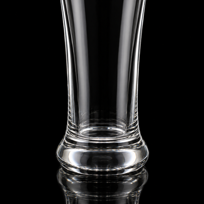 Tall beverage glass base close-up
