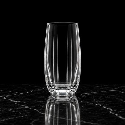 T-417 ribbed highball glass on black marble